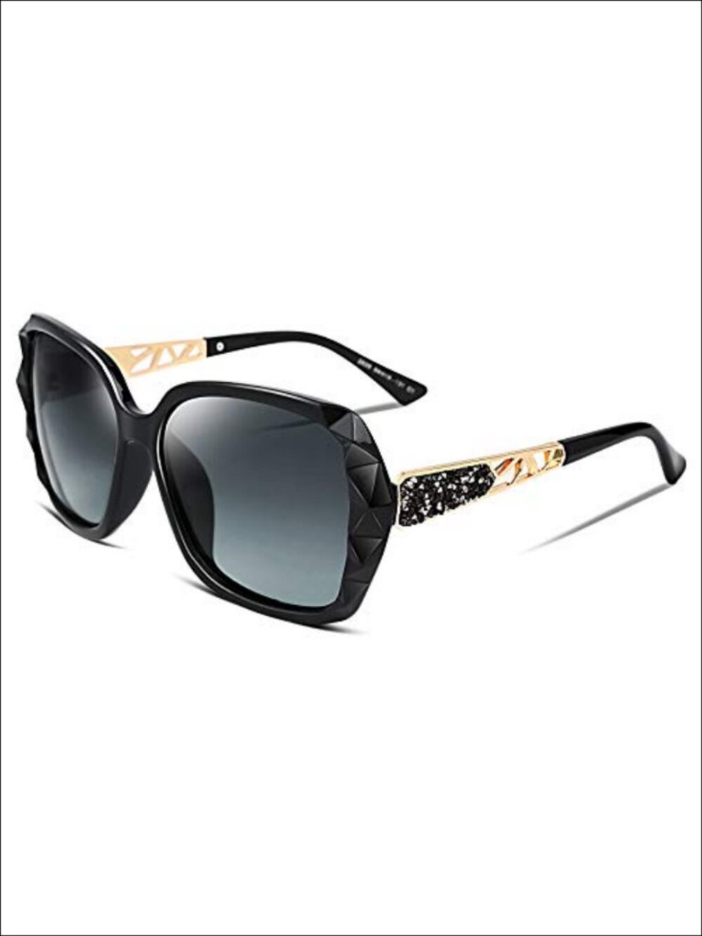 Polarized Square Sunglasses Sparkling Rhinestone Frame UV400 Full Frame